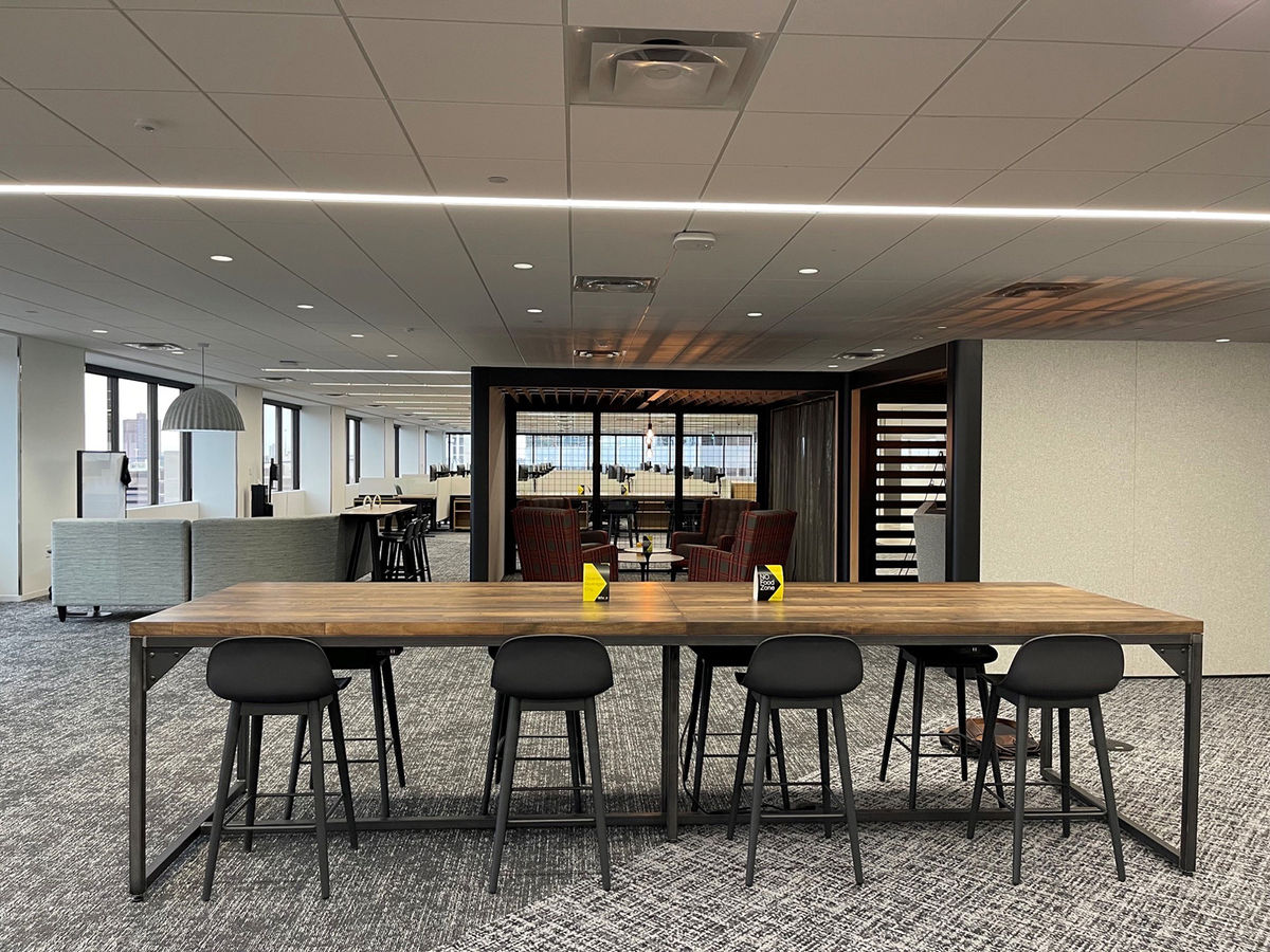 open office collaboration, Muuto Fiber bar stools