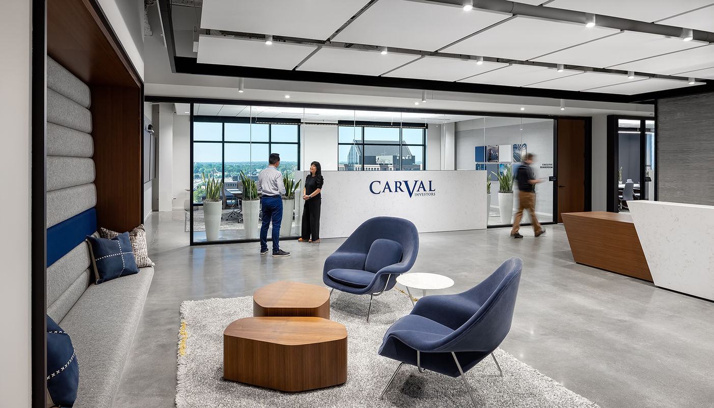 Knoll's classic Womb Chairs in CarVal's reception area.