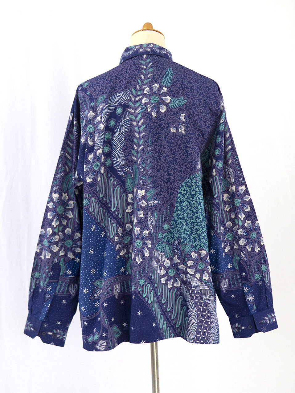 Thumbnail: HDML: Size 3XL Hand-print Shirt Floral Blue. Cotton