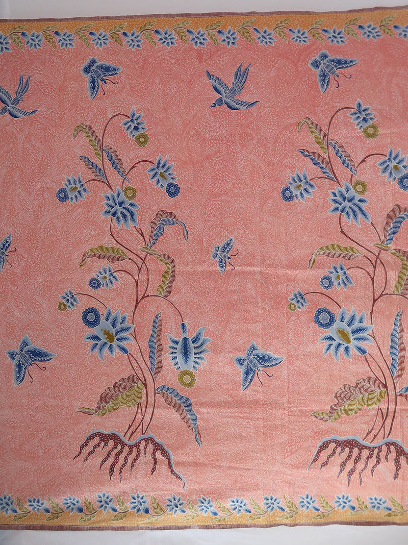 Thumbnail: Hand-drawn Batik Sarong Bird Butterfly Lereng 2 Sided