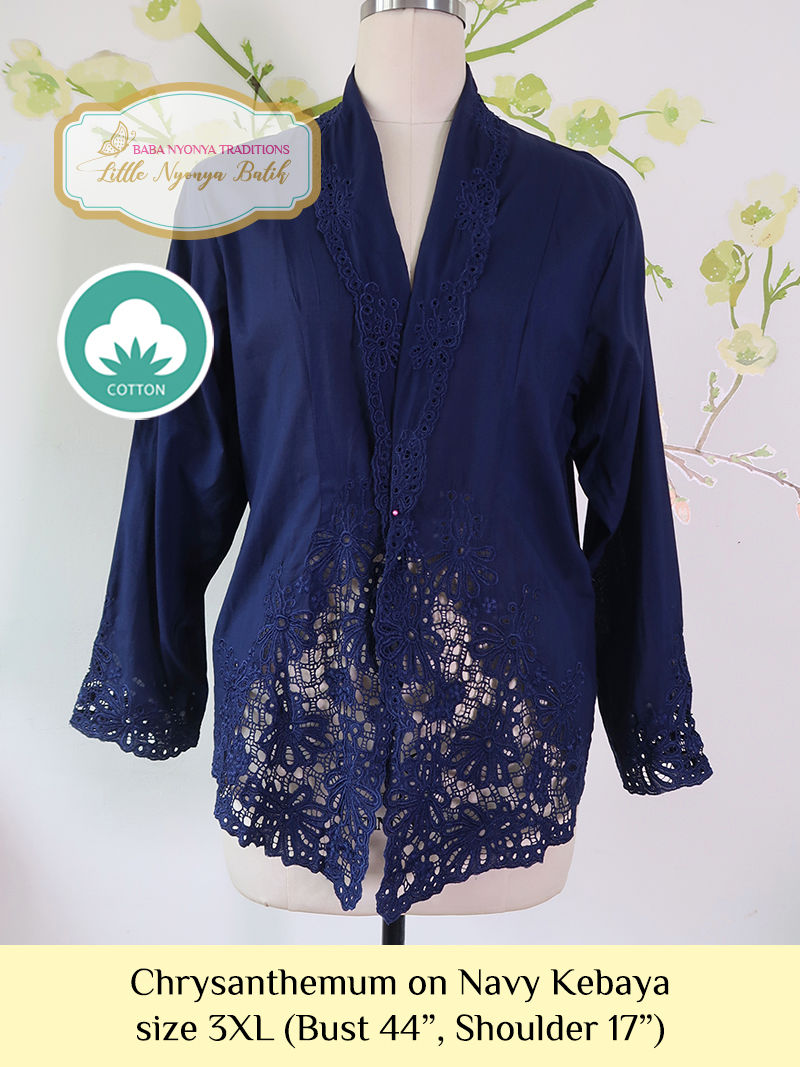 size 3XL C: Chrysanthemum in Navy Kebaya