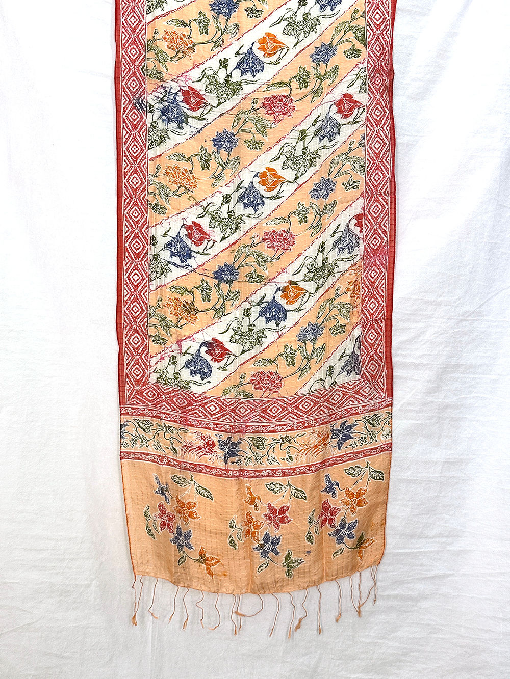 Silk Scarf Freesia Red Peach (Small)