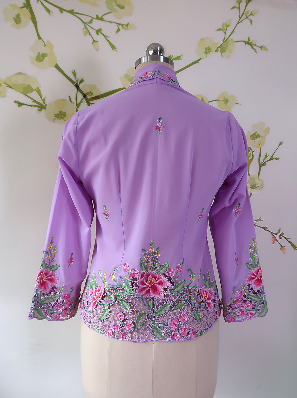 Thumbnail: Size S H: Pink Peony in Lilac Kebaya