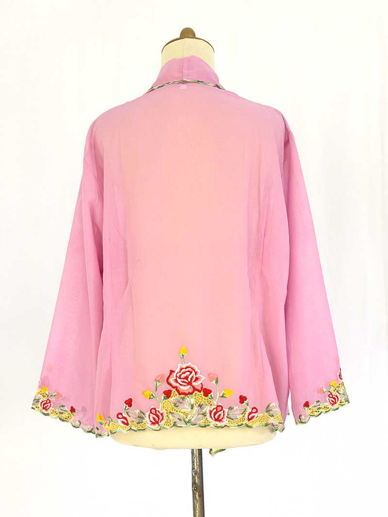 Thumbnail: Size 5XL: Red Roses on Baby Pink Kebaya