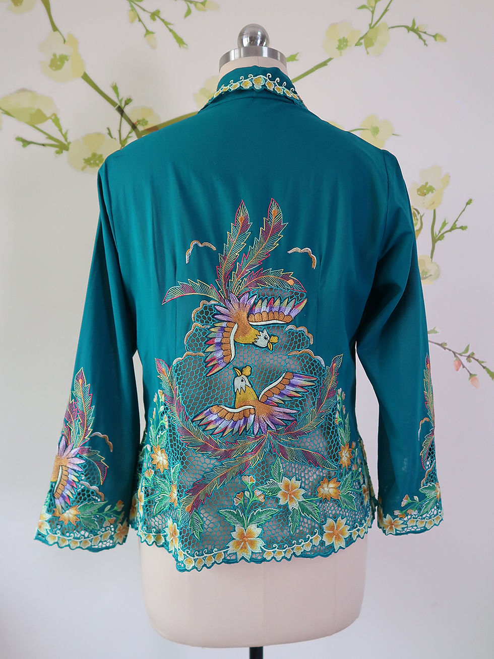 Thumbnail: Size L Lux: Phoenix on Pine Green Kebaya