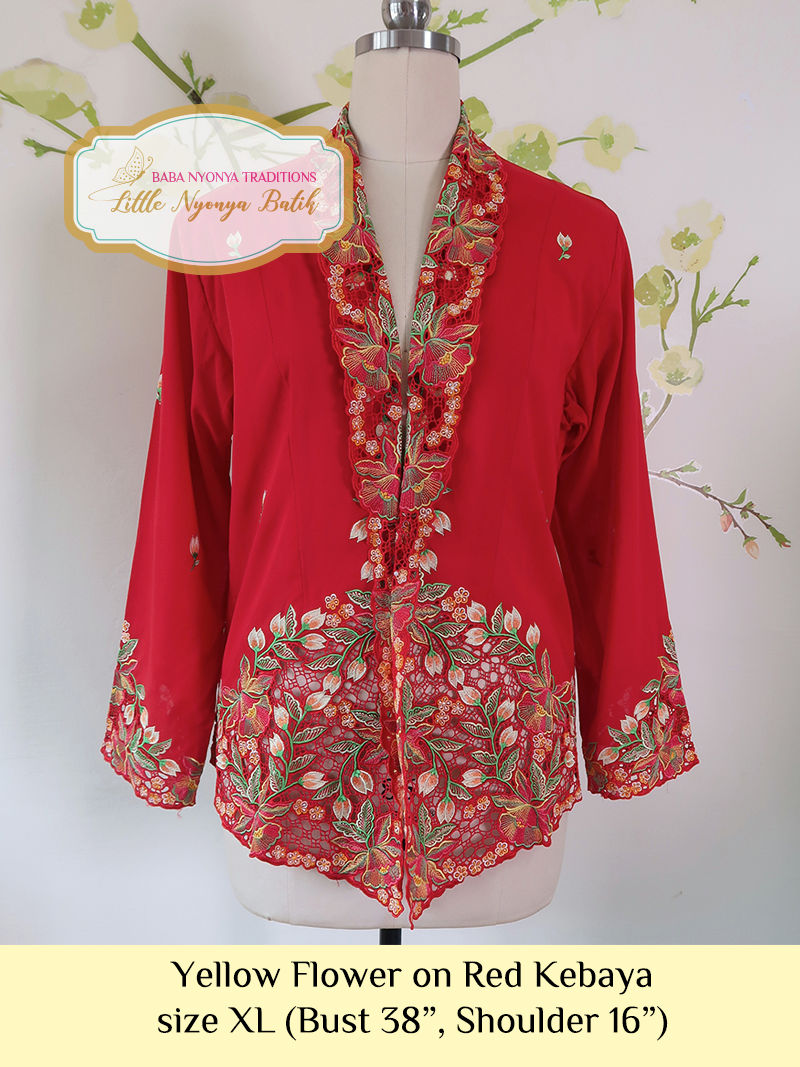 Size XL H: Yellow Flower in Red Kebaya