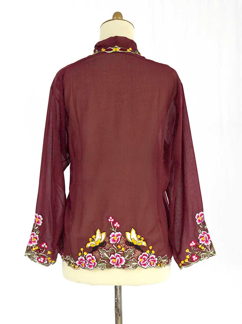 Thumbnail: Size XXL: Butterflies on Maroon Kebaya