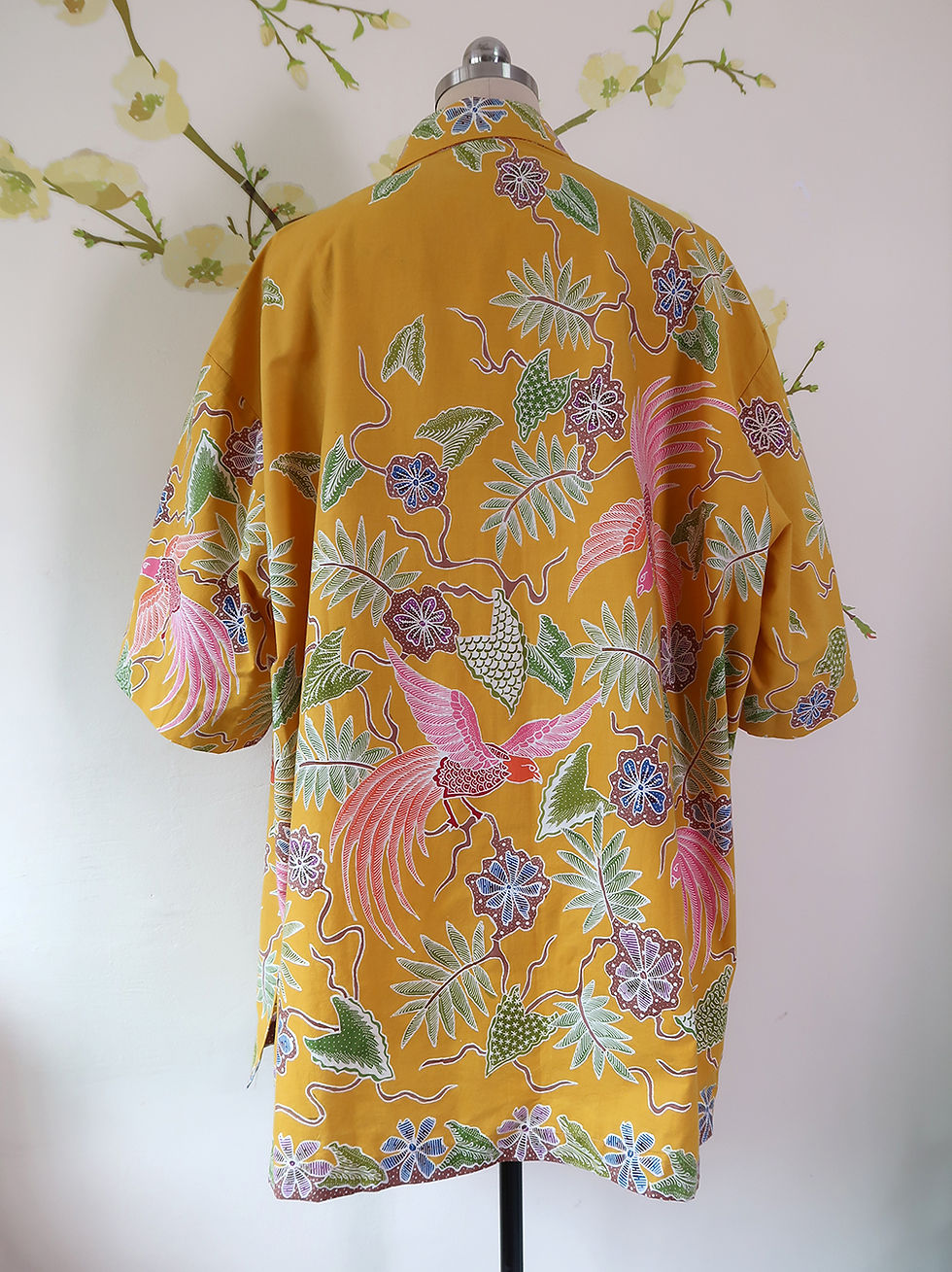 Thumbnail: HDMS: Size 4XL Hand-drawn Bird Yellow on Cotton. No Lining