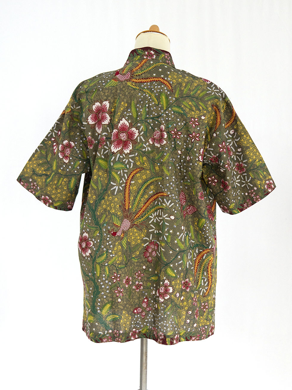 Thumbnail: HDMS: Size XL Hand-print Bird Green on Cotton. No Lining