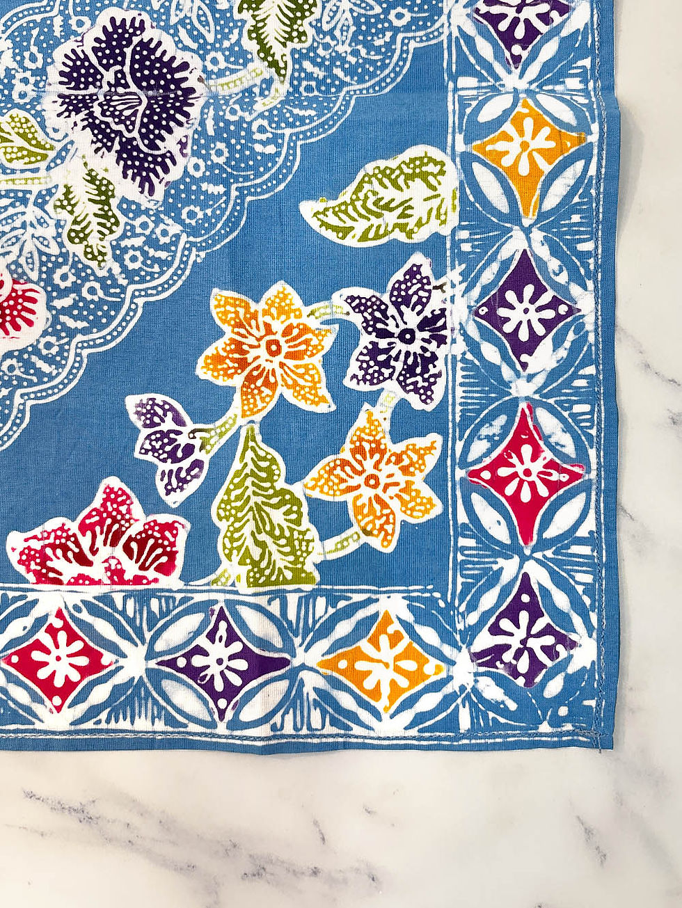 Thumbnail: Small Hankie/ Flowers on Blue
