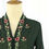 Thumbnail: Size S: Vintage Red Flowers on Dark Green Kebaya