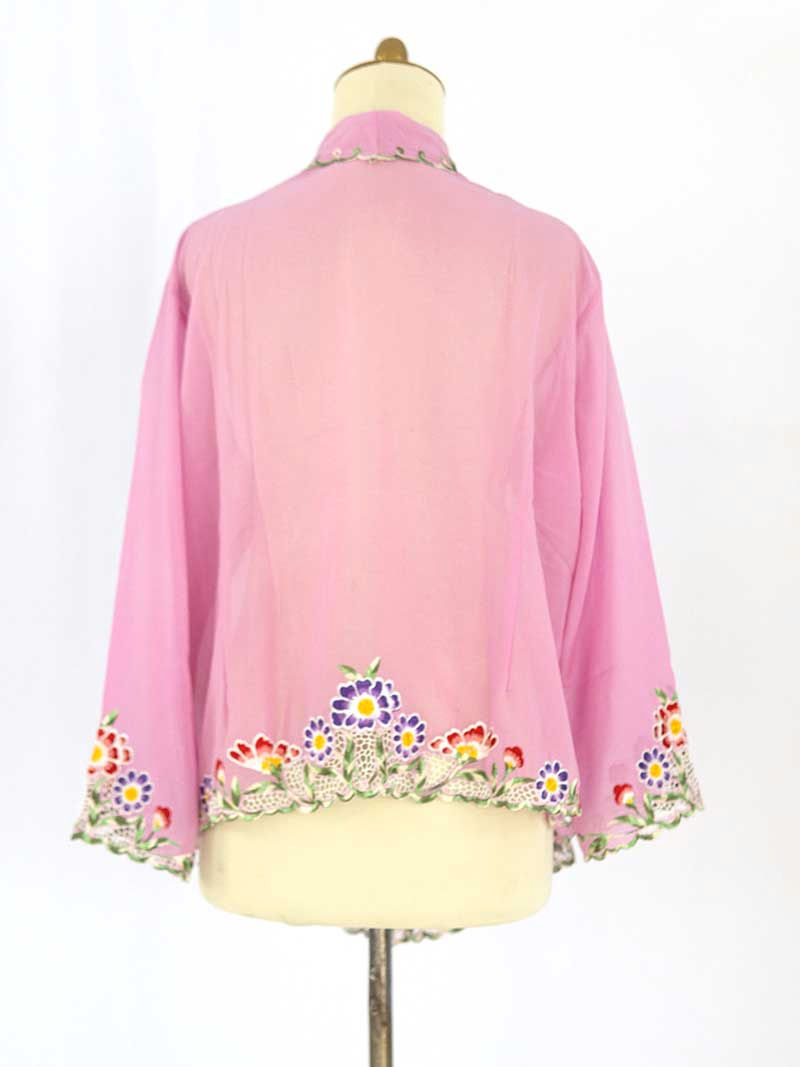 Thumbnail: Size 4XL: Flowers on Baby Pink Kebaya