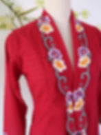 Thumbnail: Size M H: Vintage Style in Dotted Red Kebaya