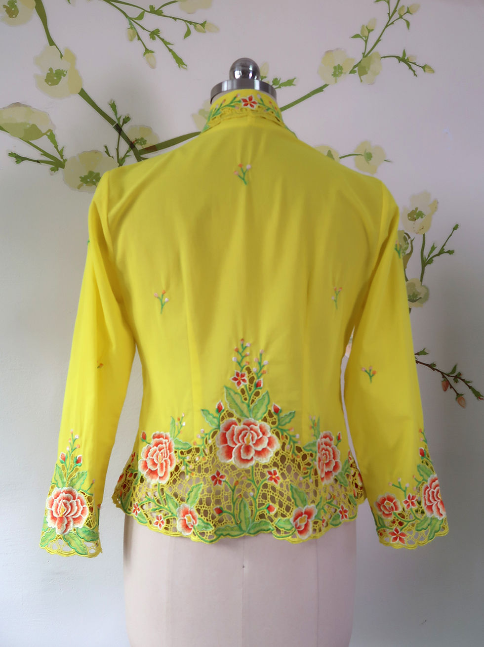 Thumbnail: Size S H: Orange Peony in Yellow Kebaya