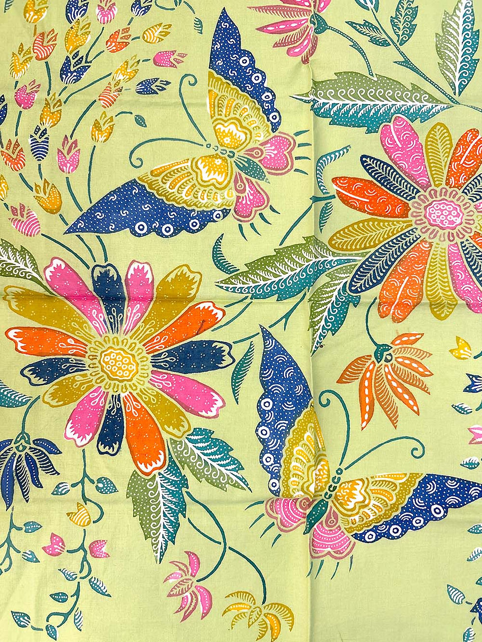 Thumbnail: Extra Large Hankie/ Napkin Butterflies/ Daisies on Olive Green