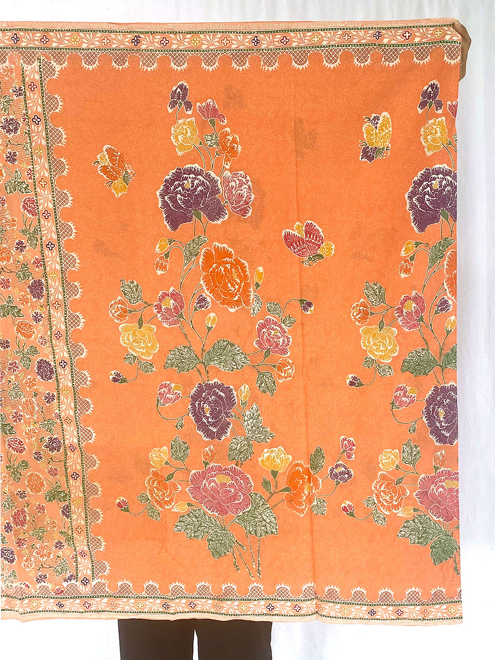 Thumbnail: Sarong Butterflies Peonies on Salmon Cotton