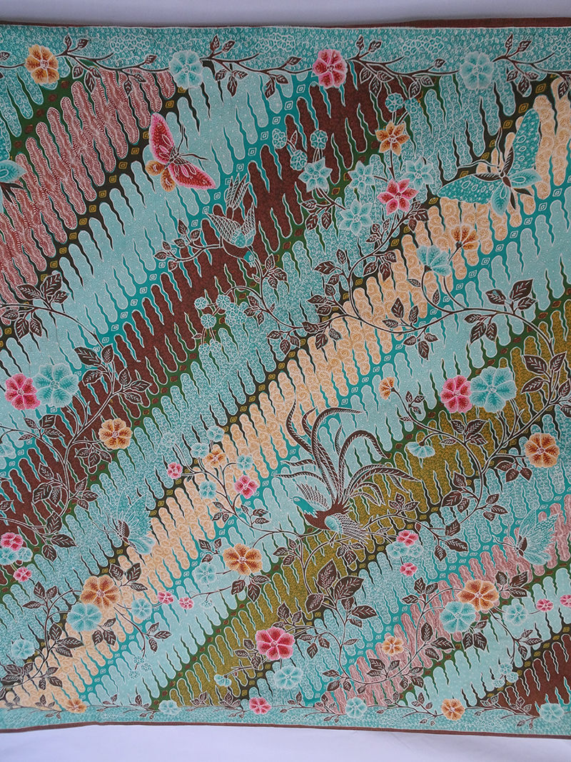 Thumbnail: Hand-drawn Batik Sarong Turquoise Bird 2 Sided Liem Ping Wie