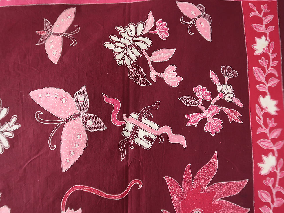 Thumbnail: Hand-drawn Batik Tok Wee Qilin Butterfly Burgundy