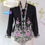 Thumbnail: Size XS: Baby Pink Peony on Black Kebaya