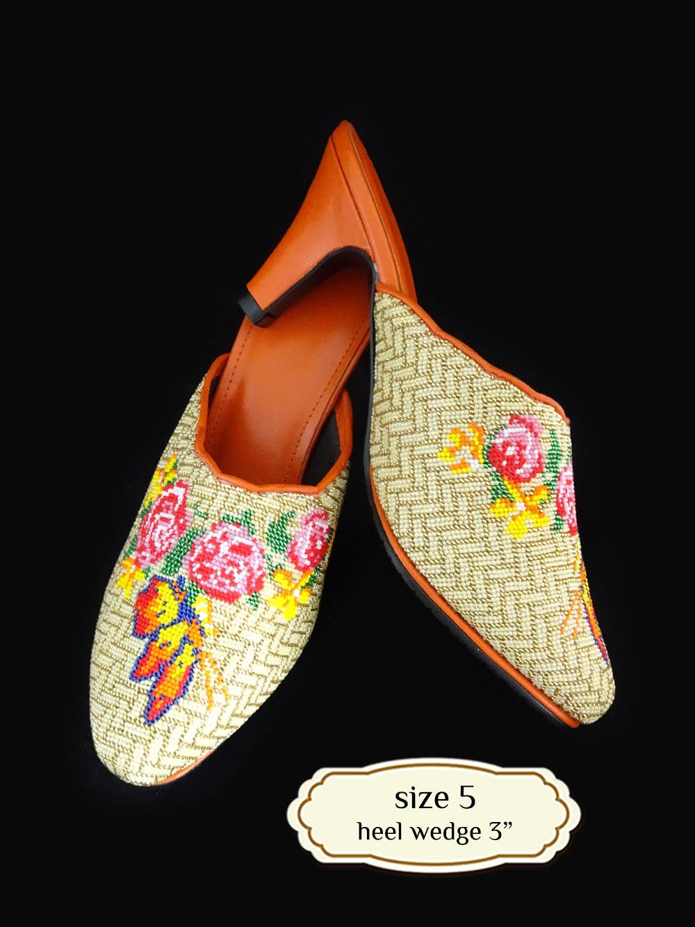 Size 5 / Eur 35 / 23cm. Covered Butterflies Micro Beaded Shoe on Leather
