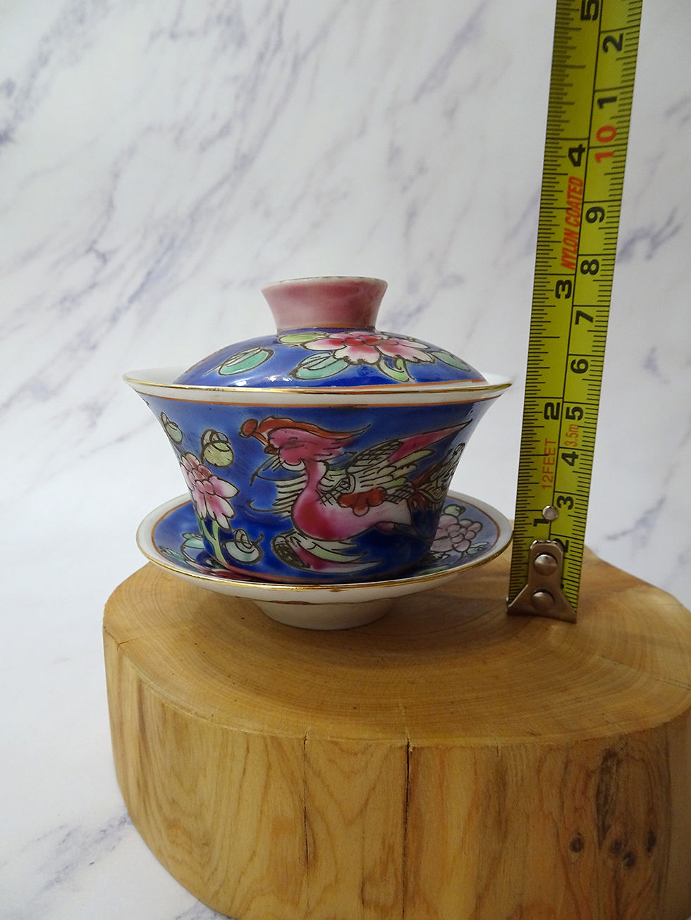 Thumbnail: Tea Cup Square  Lid, Saucer Blue in Box