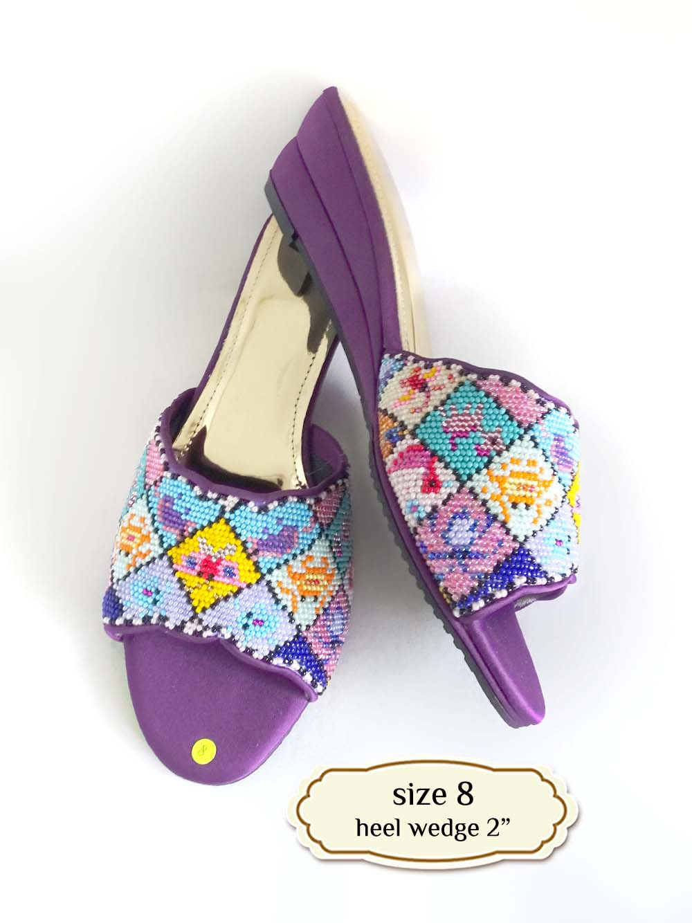 Geometric Animals Beaded Shoe. Size 8 / Eur 39 / 25cm