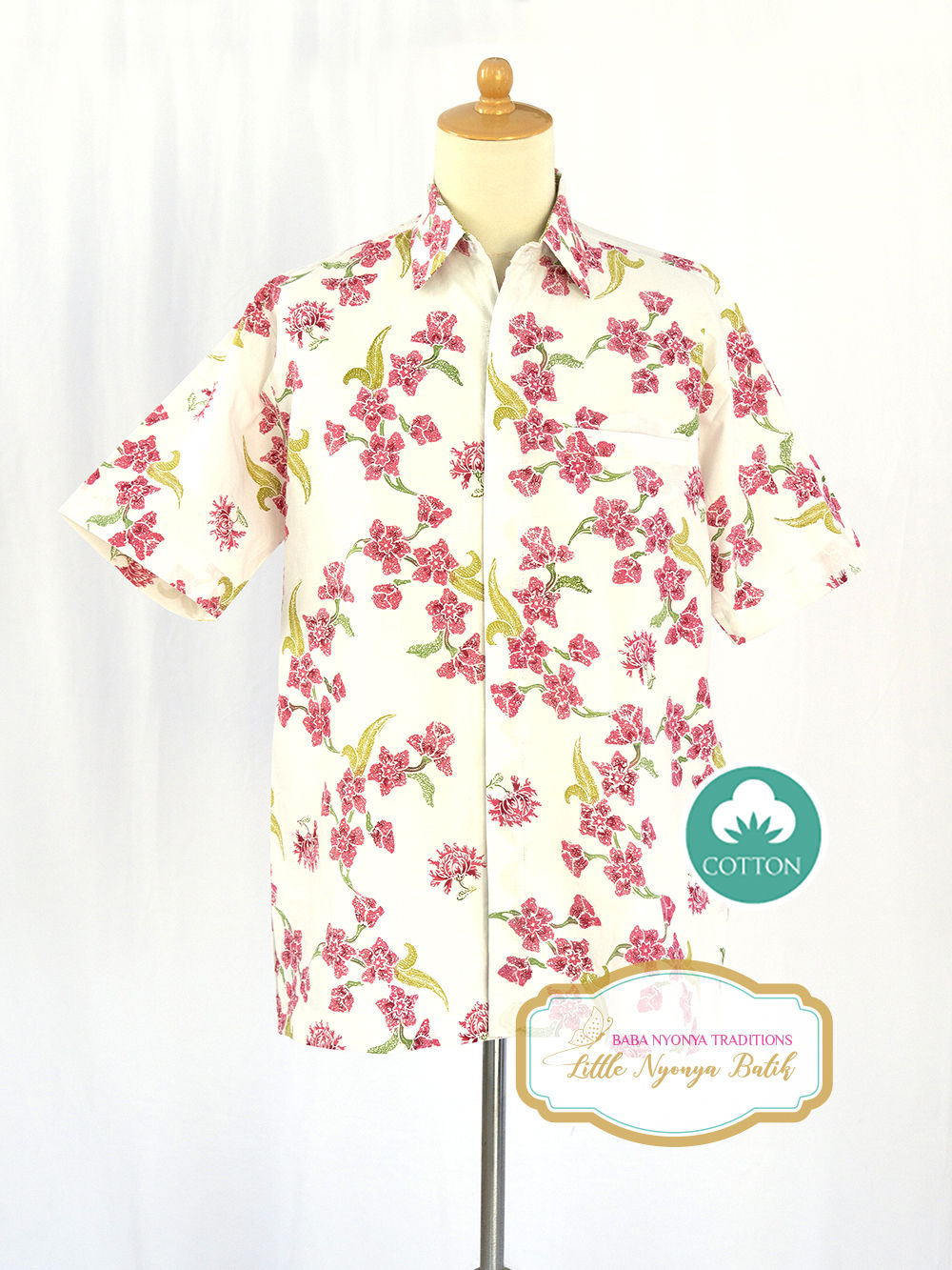 SBMS: size L Small Orchid White on Cotton. No Lining