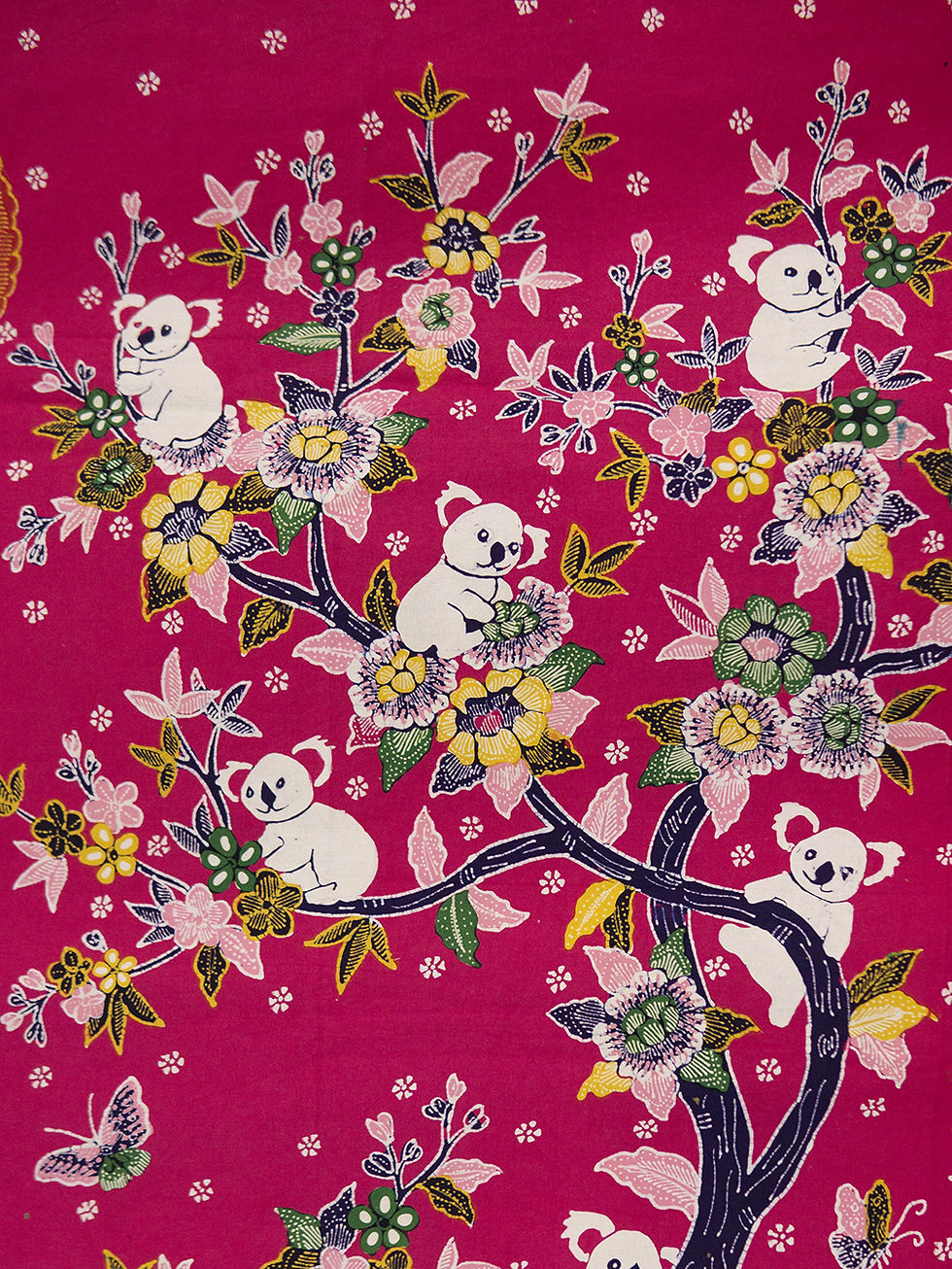 Thumbnail: Hand-drawn Batik Sarong Koala in Dark Pink