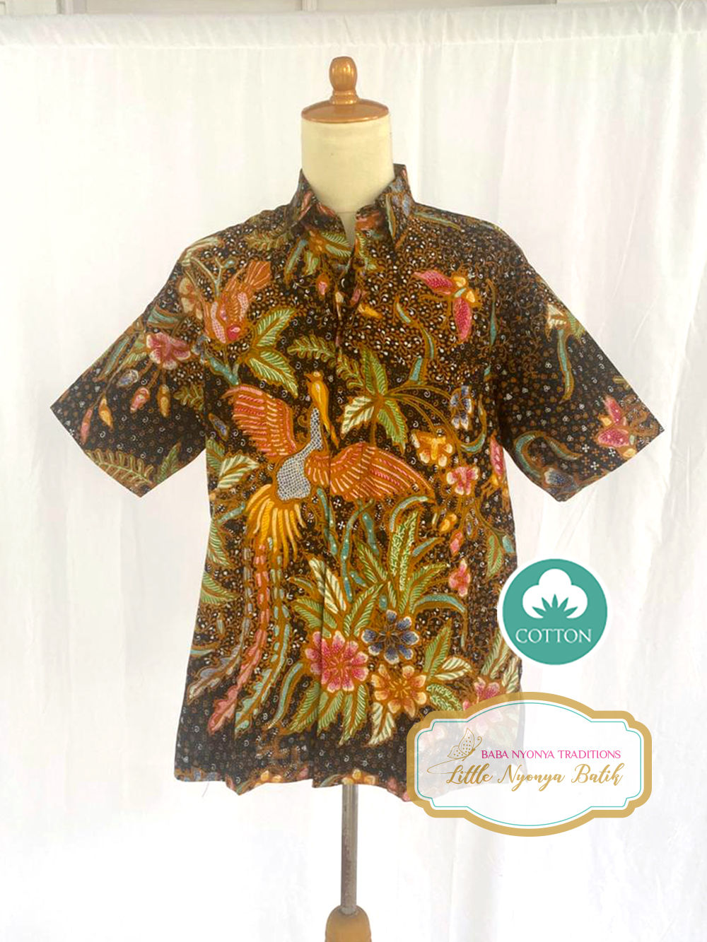 HDMS: Size L Hand-print Phoenix Black On Cotton. No Lining