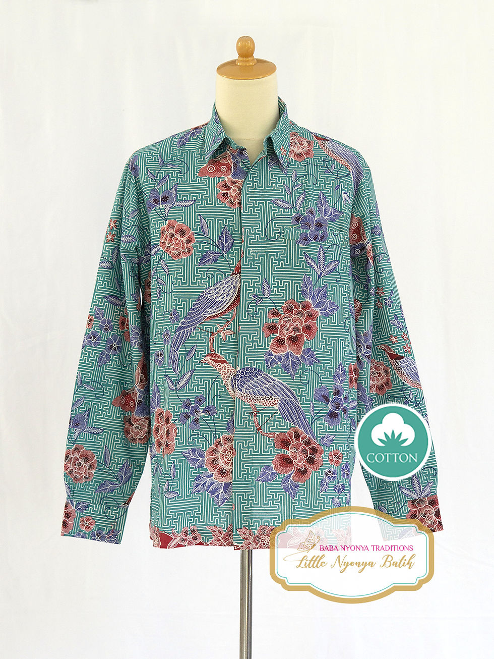 Thumbnail: SBML: size XL Bird Mint on cotton. No Lining