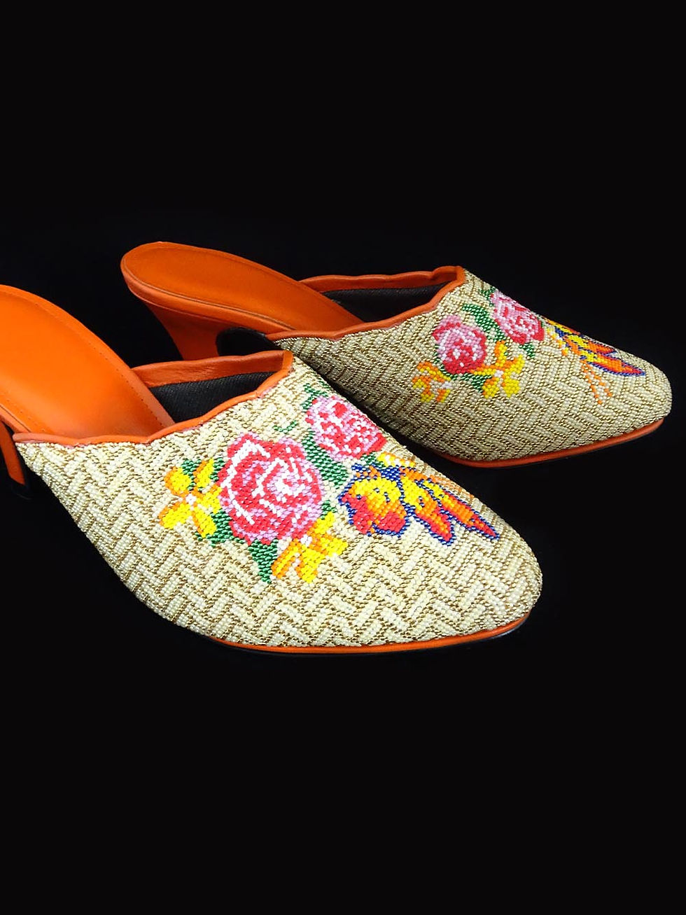 Thumbnail: Size 5 / Eur 35 / 23cm. Covered Butterflies Micro Beaded Shoe on Leather
