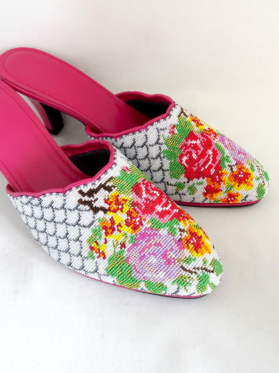 Thumbnail: Size 8 / Eur 38 / 25.5cm. Covered Peonies Micro Beaded Shoe on Leather