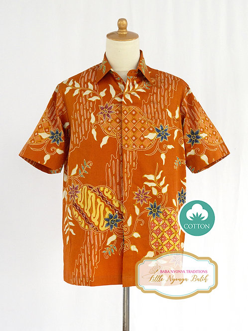 HDMS: Size M Hand-drawn Floral Orange on Cotton Sateen. No Lining