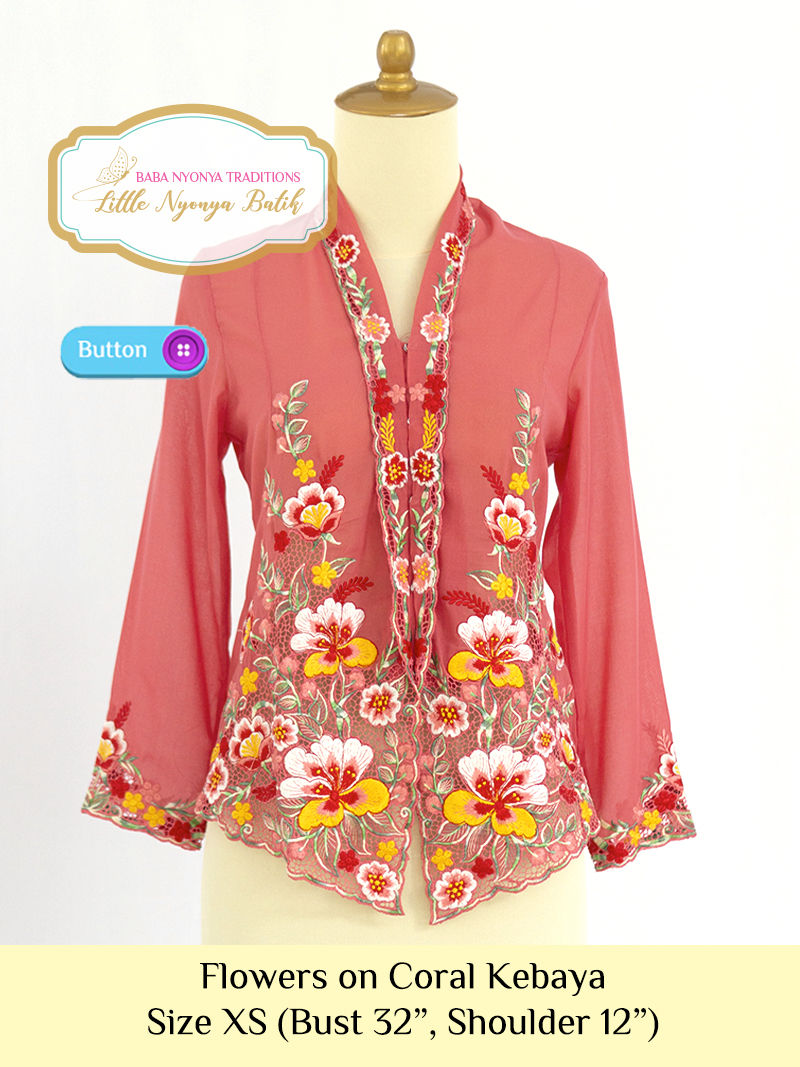 Size XS: Flowers on Coral Kebaya