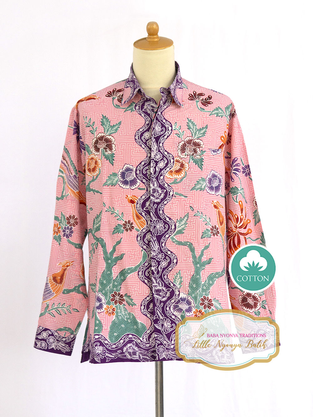 SBML: size L Bird Baby Pink on cotton. No Lining.