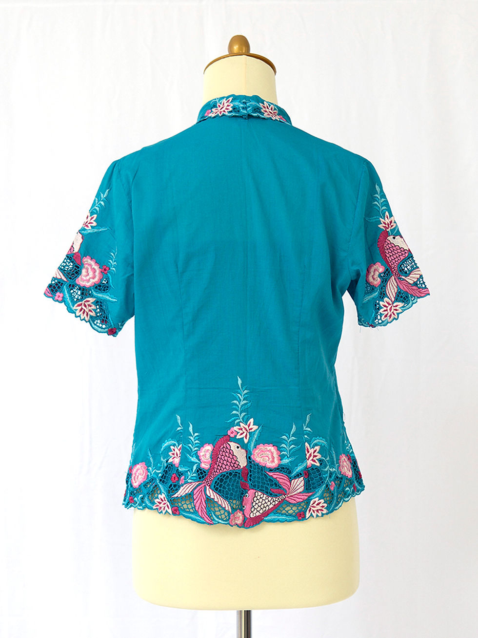 Thumbnail: Size S Short Sleeve Kebaya with Camisole Goldfish Sky Blue