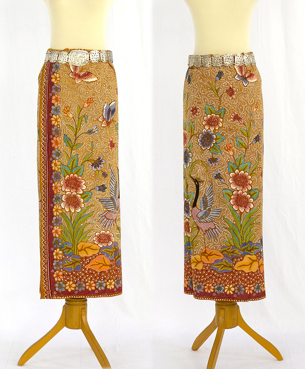 Thumbnail: Hand-drawn Batik Kain Panjang (Hip Wrap) Crane in Brown