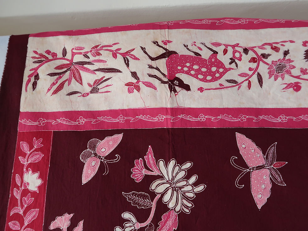 Thumbnail: Hand-drawn Batik Tok Wee Qilin Butterfly Burgundy