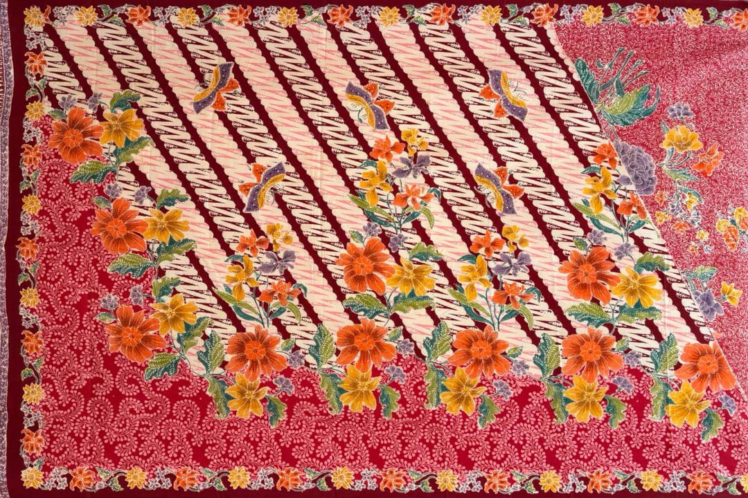 Pagi-Sore Peonies Butterflies in Red-White