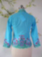 Thumbnail: Size XS H: Pink Flower in Baby Blue Kebaya