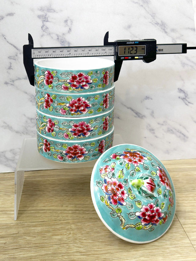 Thumbnail: Turquoise Peony Tiffin (Tingkat) 4 Tier