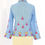 Thumbnail: Size S: Vintage Pink Flowers on Baby Blue Kebaya