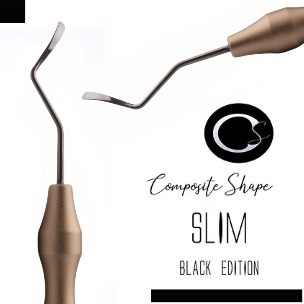 Espátula odontológica de ponta dupla Composite Shape Slim Black Edition.