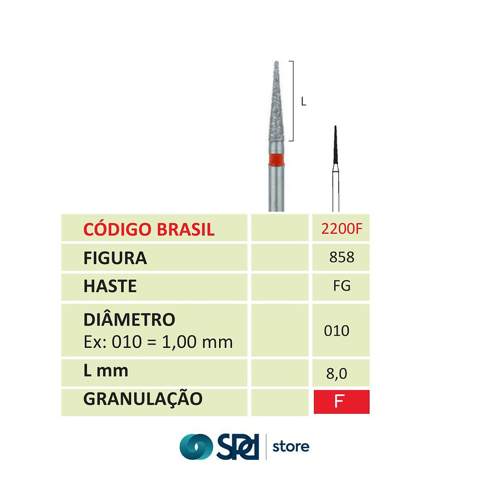 broca diamantada jota 858f fg 010 ponta lança fina odontologia alta rotação