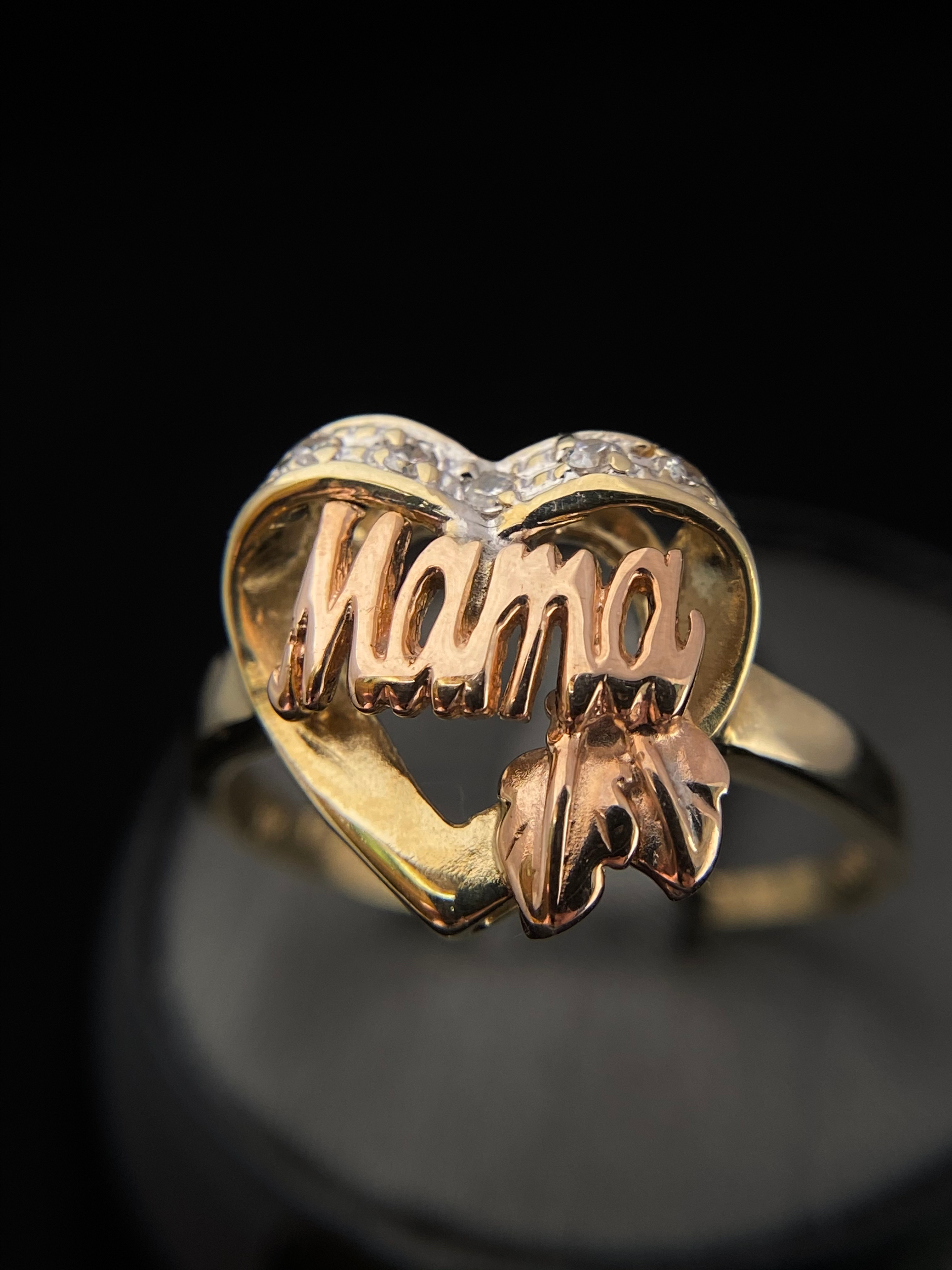 14Kt Gold Tri-Color Heart Ring 