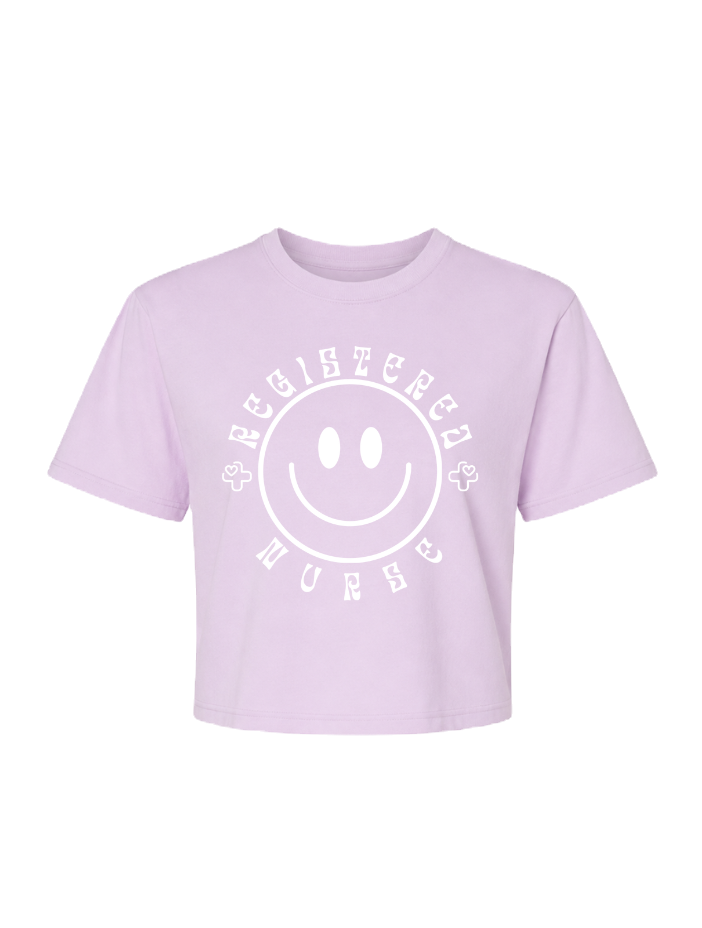 RN Happy Face - Comfort Colors Crop Tee