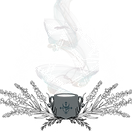 Eclectia Logo, pagan cauldron with smoke rising in front of a sacred pentagram