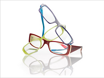 Pair of eyeglasses on top of each other