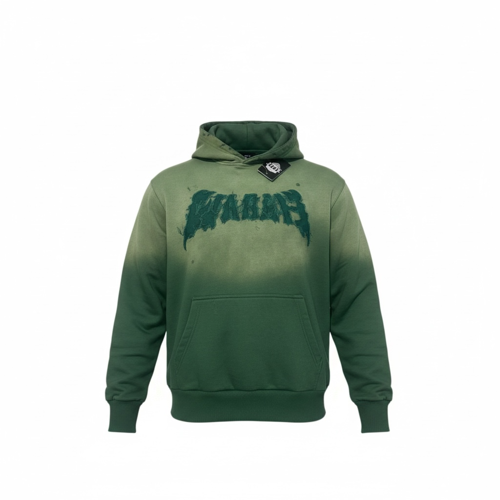 Tribal Chenille distress hoody (Green)