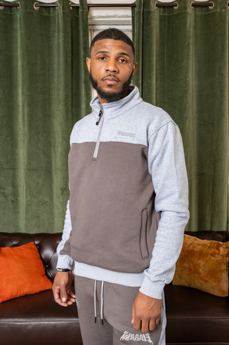 Quincy Quarter Zip Set (Gray) | WaaaH Lifestyle